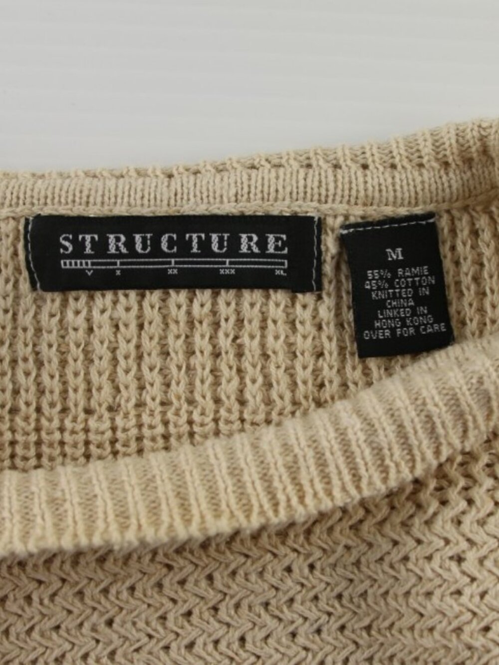 VINTAGE ca. 2000 STRUCTURE Ecru Pullover Sweater - Size M - 55% Ramie 45% Cotton - Picture 4 of 5
